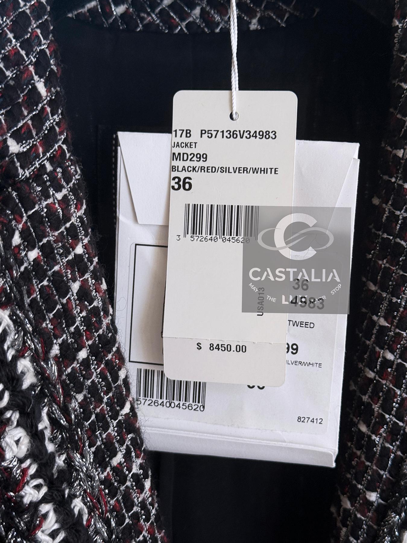 Chanel New Ad Campaign Black Shimmer Tweed Jacket 36 FR For Sale 3