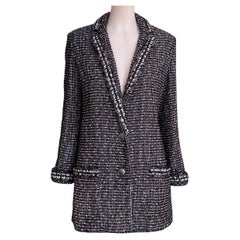 Chanel New Ad Campaign Black Shimmer Tweed Jacket 36 FR