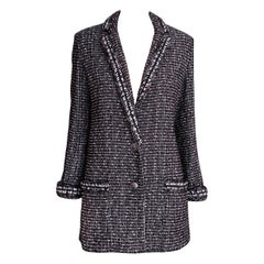 Chanel New Ad Campaign Black Shimmer Tweed Jacket 36 FR