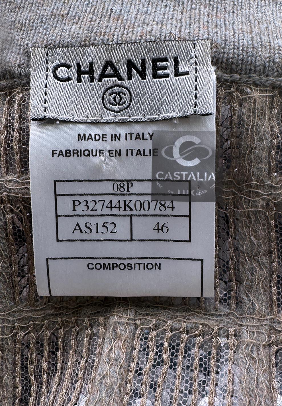 Chanel New Anna Wintour Style Sequin Cashmere Jacket 46 FR For Sale 13
