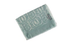 Chanel NEW Aqua Cashmere Logo Shawl