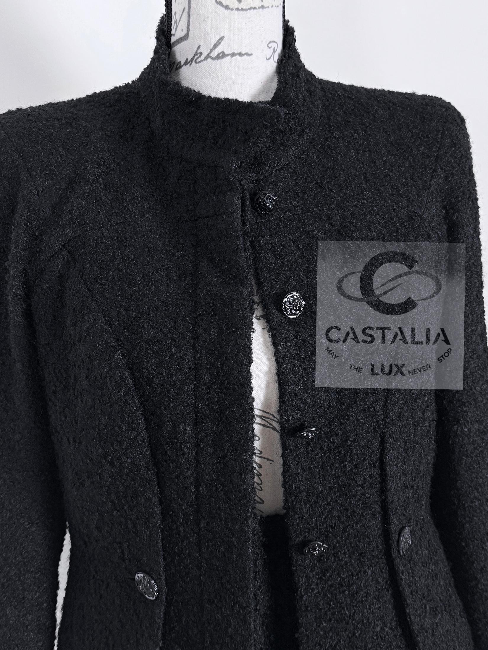 Chanel New Architectural Black Boucle Tweed Jacket 40 FR en vente 2