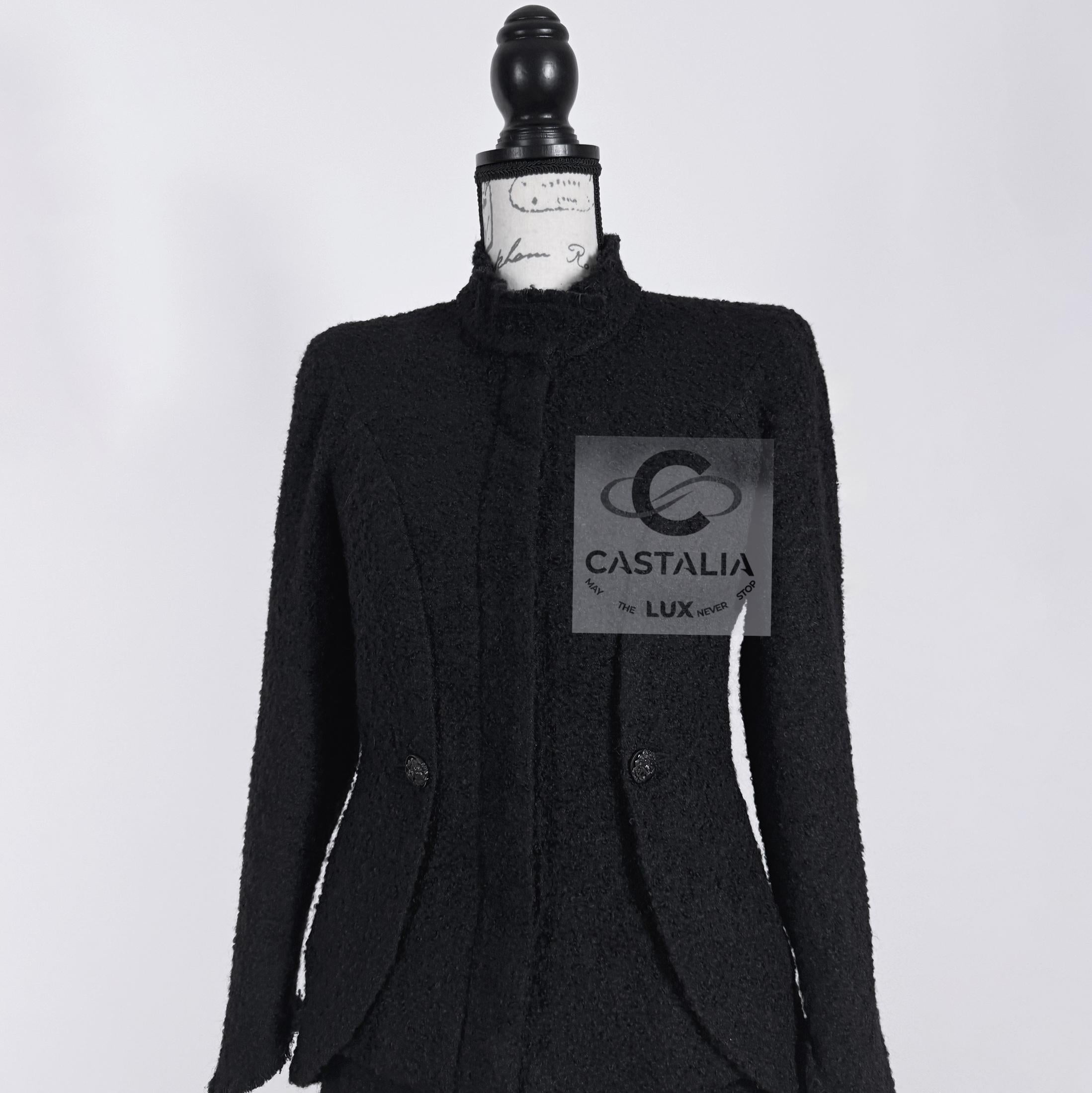 Chanel New Architectural Black Boucle Tweed Jacket 40 FR en vente 5