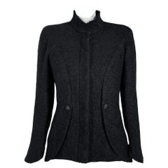 Chanel Nuova Giacca Architettonica in Boucle Tweed Nero 40 FR