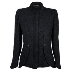 Chanel New Architectural Black Boucle Tweed Jacket 40 FR