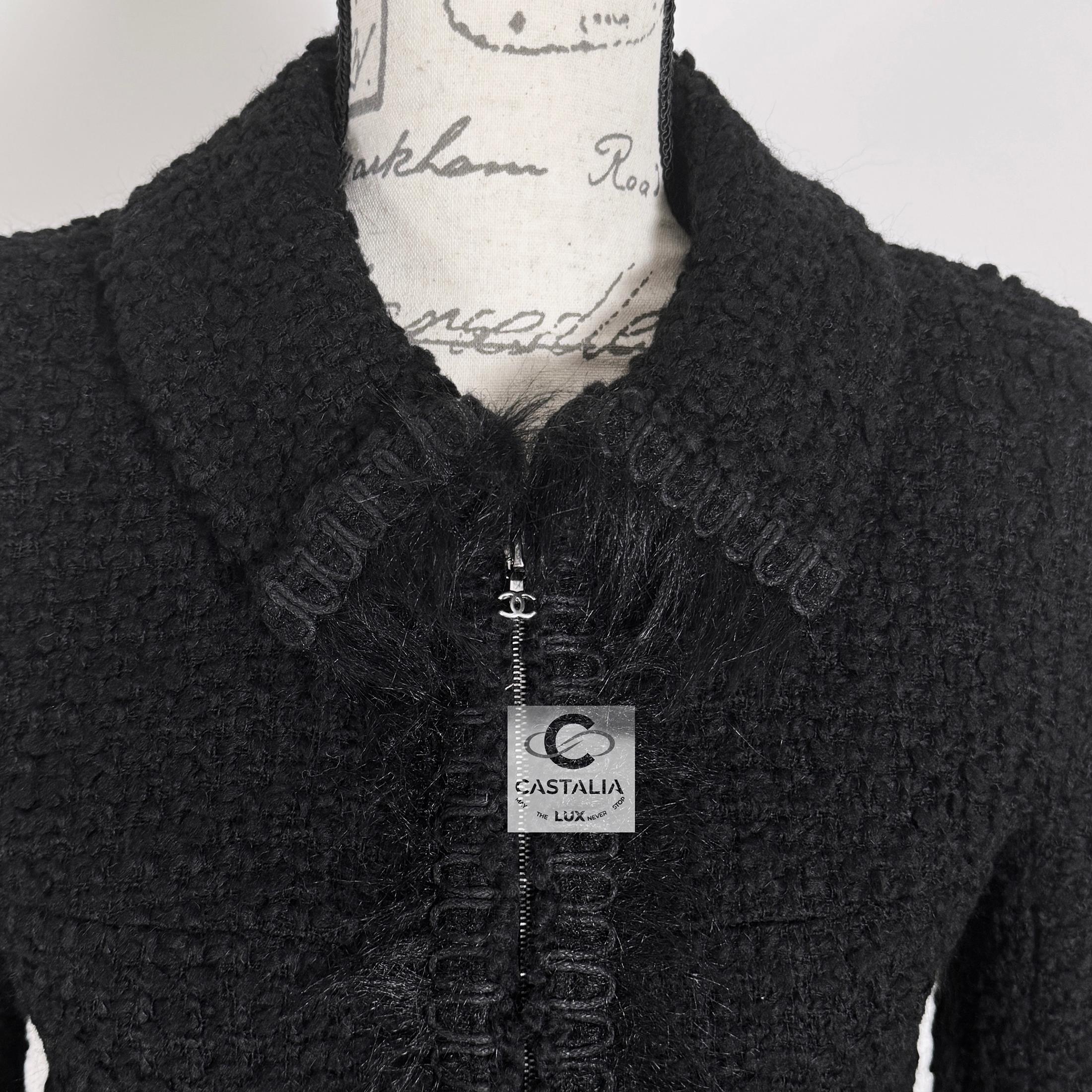 da uomo o donna Chanel New Arctic Collection Giacca di tweed nero 38 FR