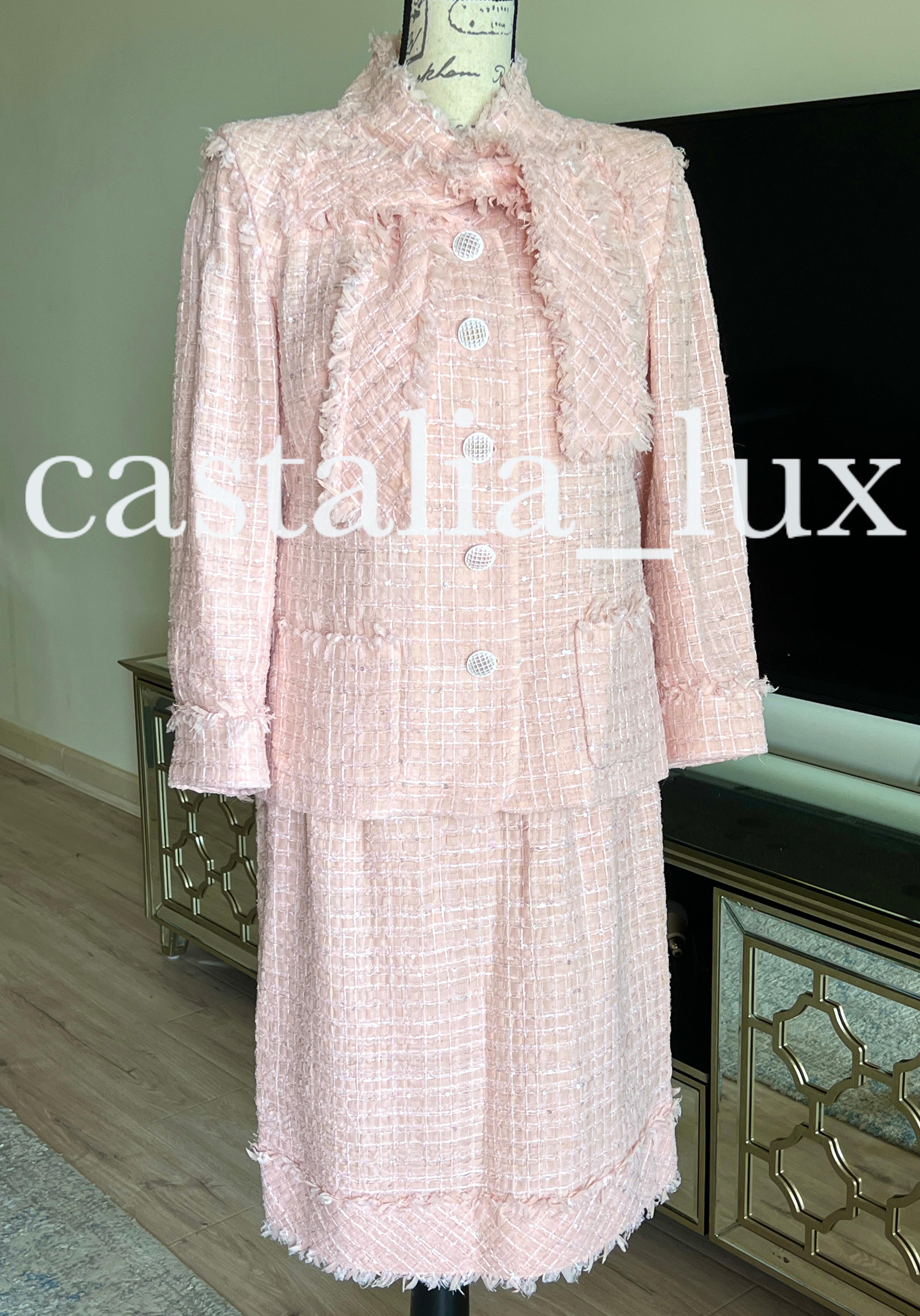Chanel New Barbie Style Ribbon Tweed Jacket and Skirt Set In Excellent Condition In Dubai, AE
