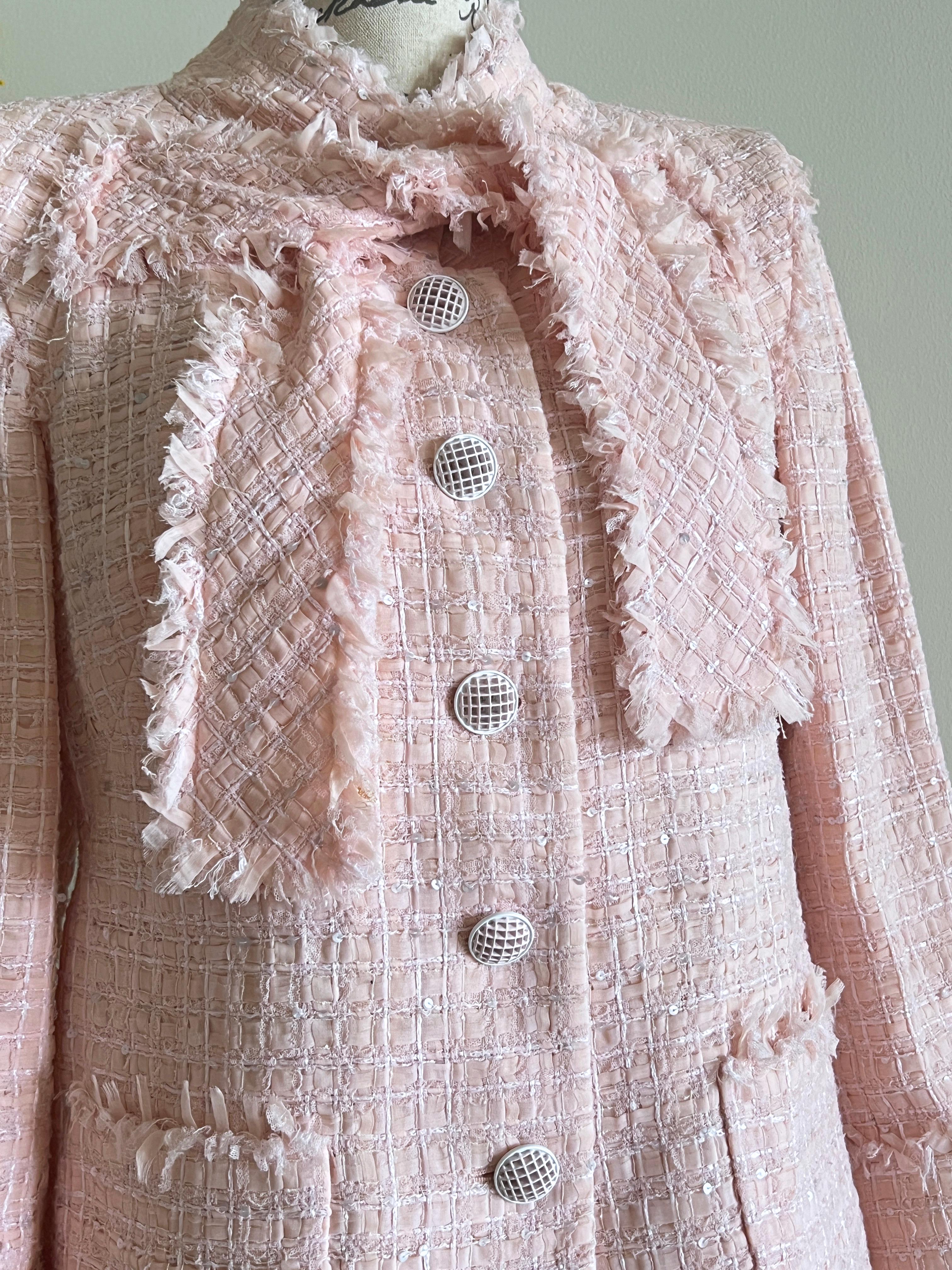 Chanel New Barbie Style Ribbon Tweed Jacket and Skirt Set In New Condition For Sale In Dubai, AE