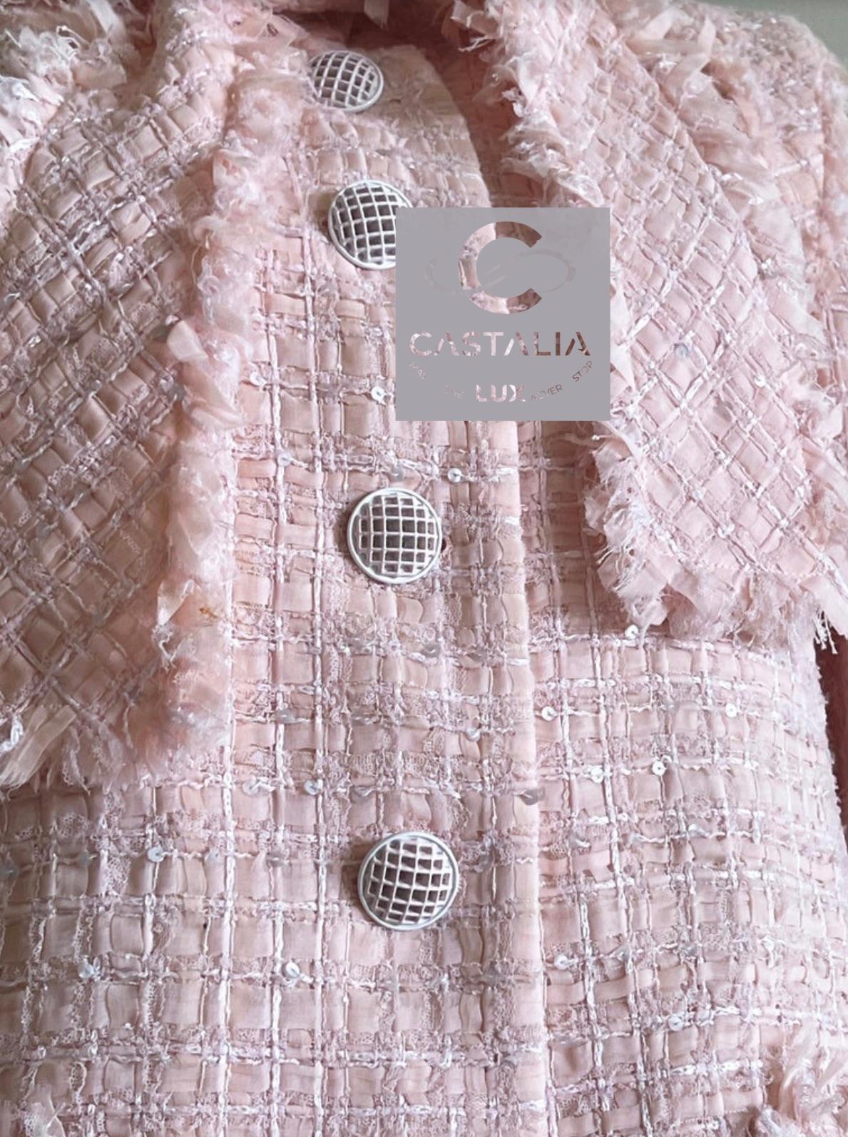 Women's Chanel New Barbie Style Ribbon Tweed Jacket and Skirt Set