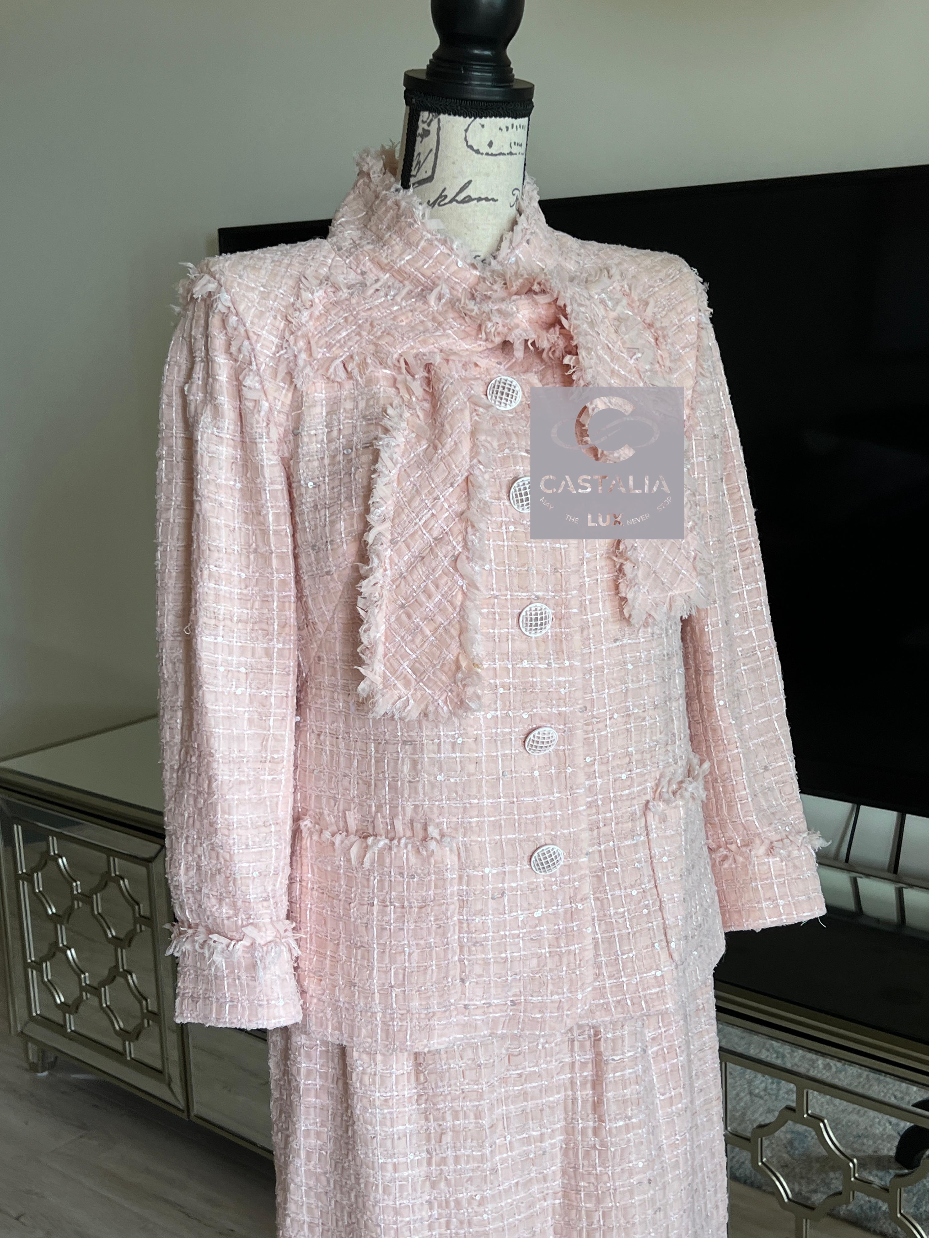 Chanel New Barbie Style Ribbon Tweed Jacket and Skirt Set 2