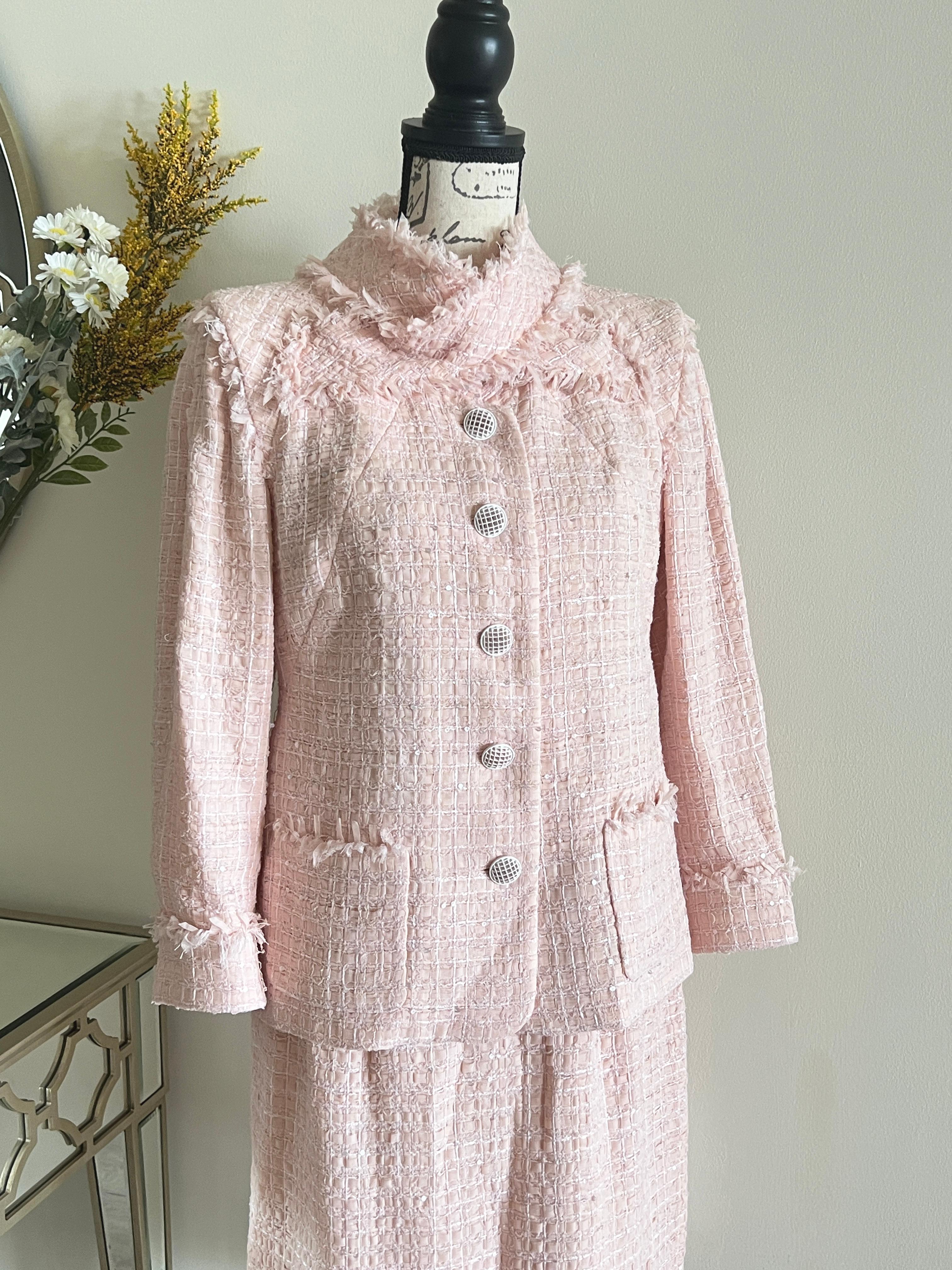 Chanel New Barbie Style Ribbon Tweed Jacket and Skirt Set For Sale 2