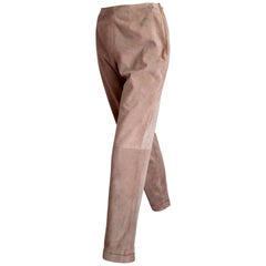 CHANEL "New" Beige Suede Pants Silk Lined - Unworn