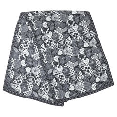 Chanel New Black and White Silk Camellia Shawl