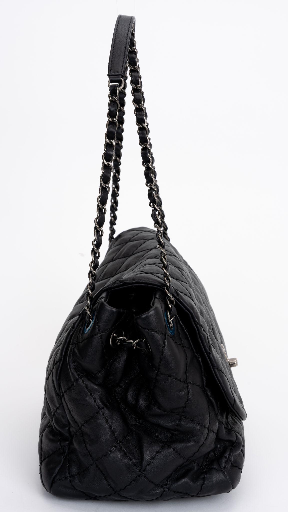 Chanel New Black Calfskin Flap Bag In Excellent Condition For Sale In West Hollywood, CA
