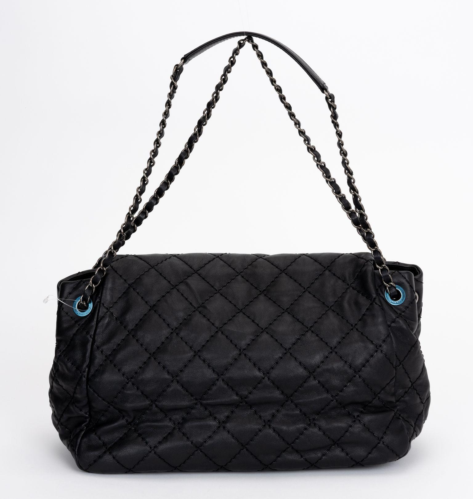 Women's Chanel New Black Calfskin Flap Bag For Sale