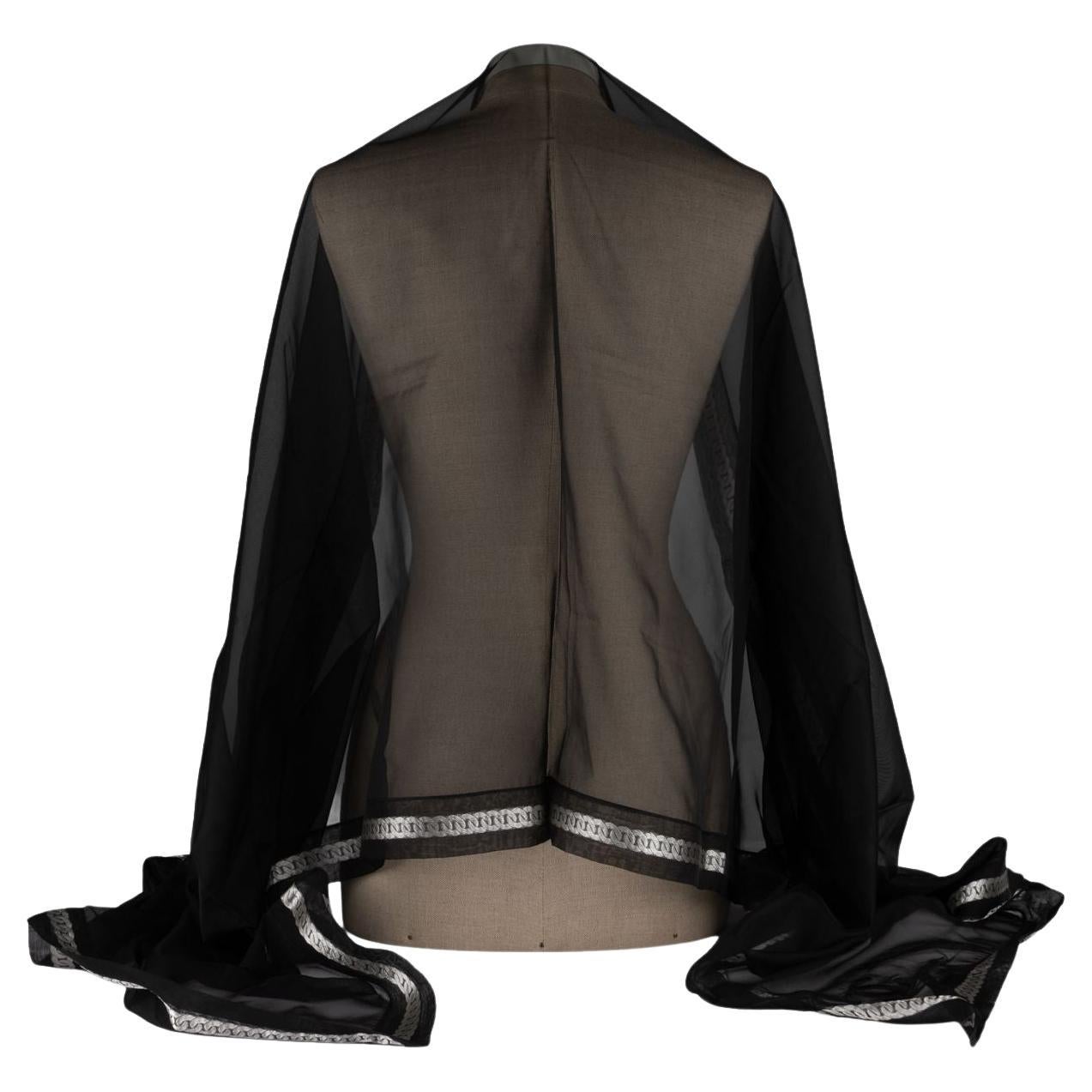 Chanel New Black CC Silk Chiffon Shawl