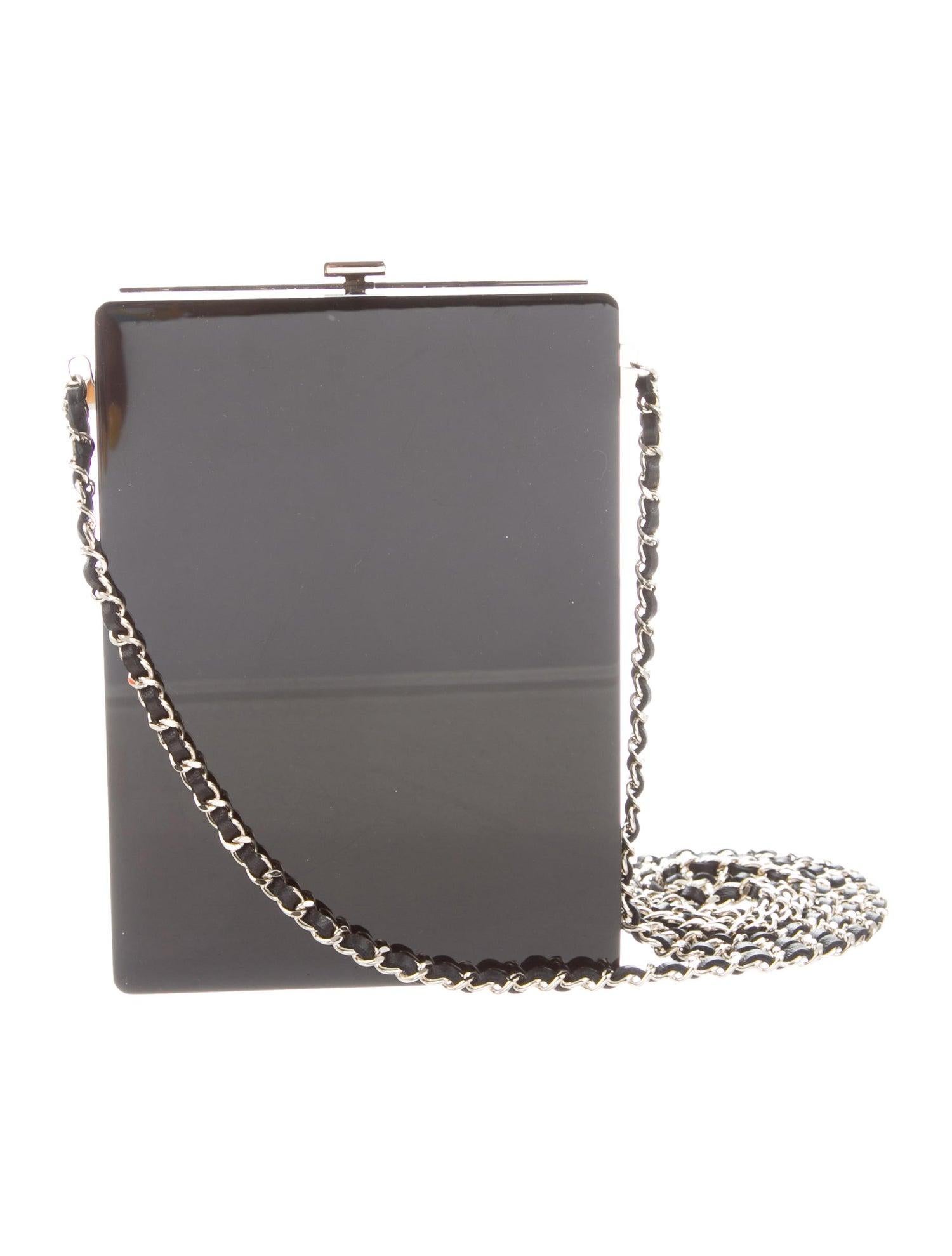 Women's Chanel Black Crystal Gold 2 in 1 Evening Clutch Shoulder Bag