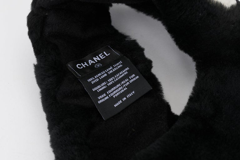Chanel New Black Fur Logo Headband at 1stDibs display picture 3