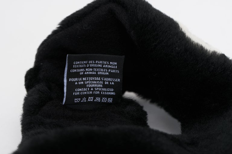 CHANEL Black Faux Fur Headband with Logo Tag Auth Chanel Black Logo Shearling Headband -Excellent  main image 3