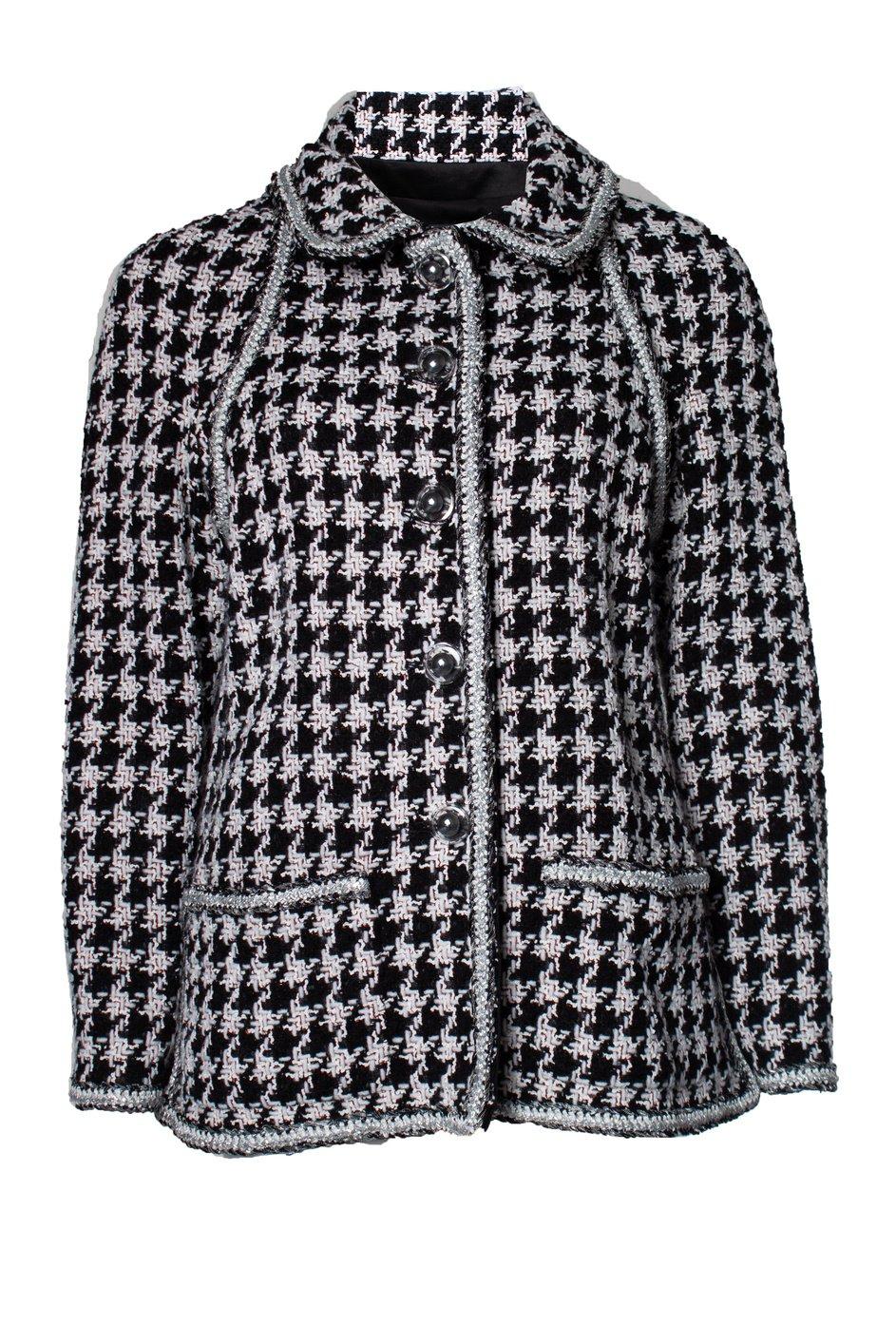 Women's or Men's Chanel New Black Houndstooth Tweed Jacket For Sale
