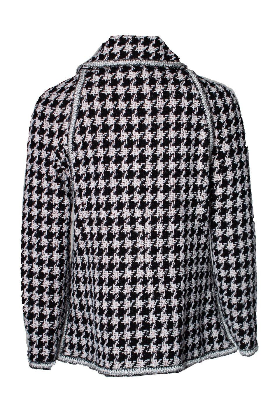 Chanel New Black Houndstooth Tweed Jacket For Sale 2