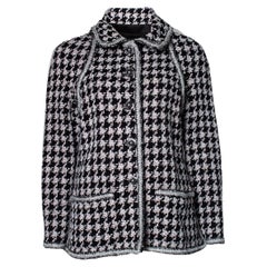 Chanel Neue schwarze Tweed-Jacke mit Hahnentrittmuster