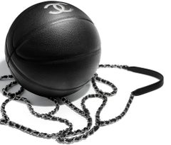 Chanel NEW Black Leather Basketball Silver Chain Harness Strap Decorative in Box
