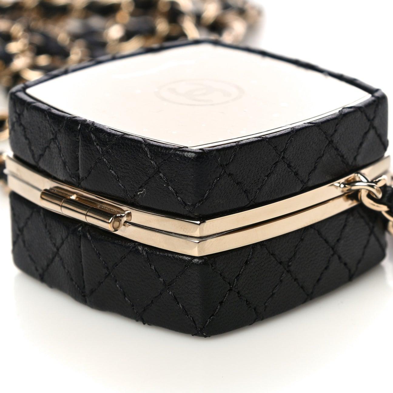 Women's CHANEL NEW Black Leather Gold Metal Hardware Micro Mini Shoulder Box Bag