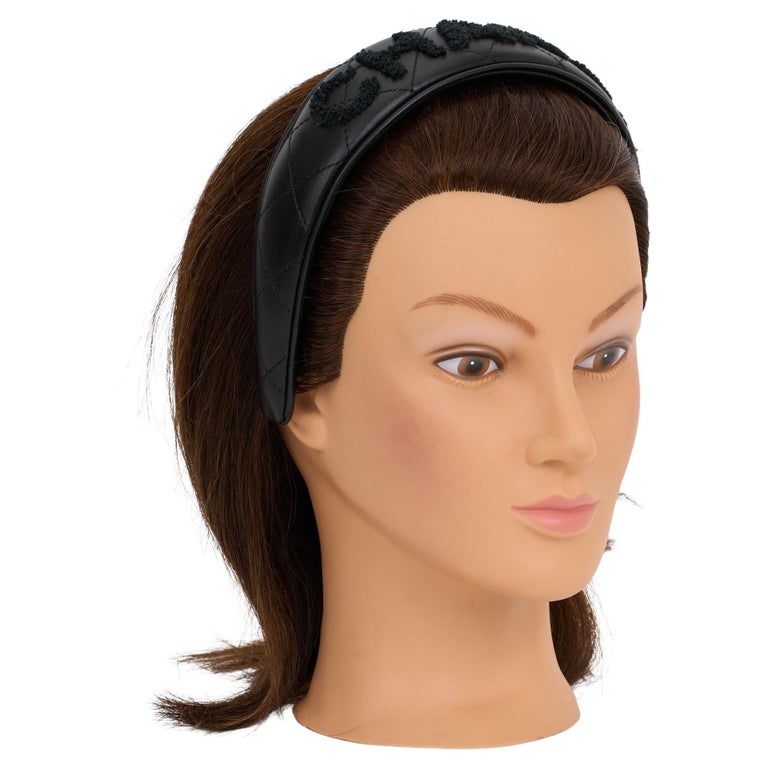 Chanel New Black Leather Headband For Sale at 1stDibs display picture 1