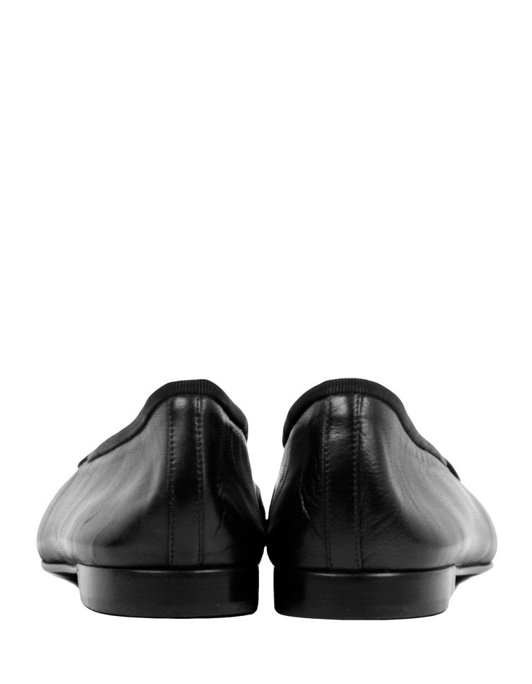 Chanel NEW Black Leather/Patent Cap Toe CC Ballet Flats sz 38 For Sale ...