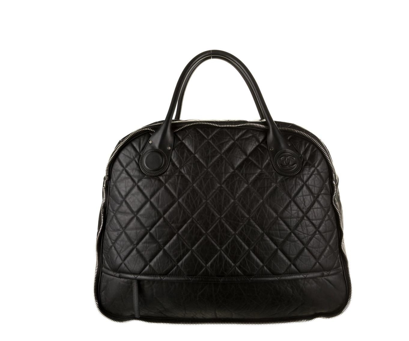 Chanel NEW Black Nylon Cocoon Men's Women's Weekender Travel Top Handle Tote Bag 1