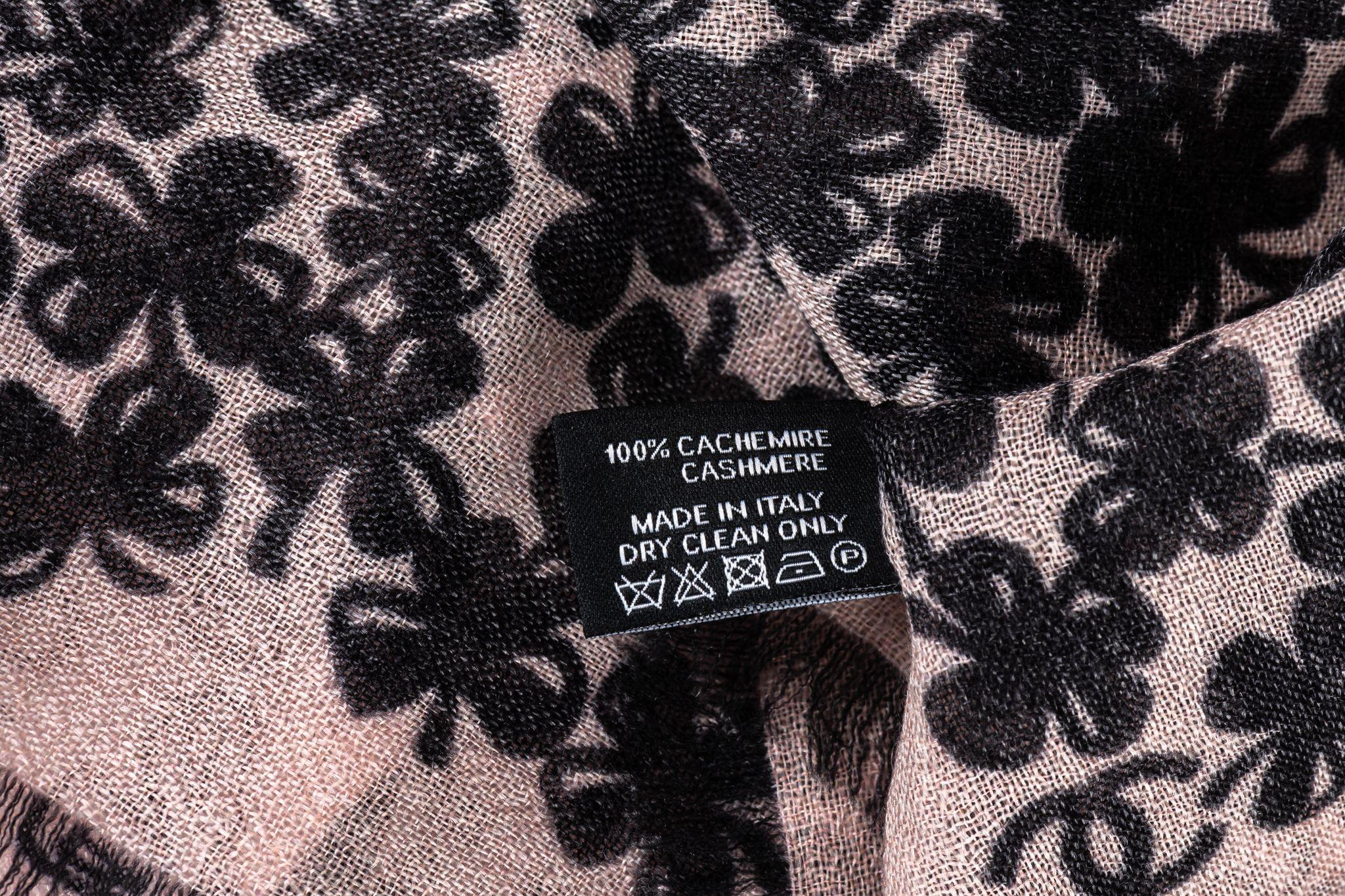 Brown Chanel New Black Pink Cashmere Shawl For Sale