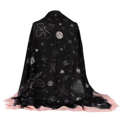Chanel New Schwarz/Pink Kaschmirschal