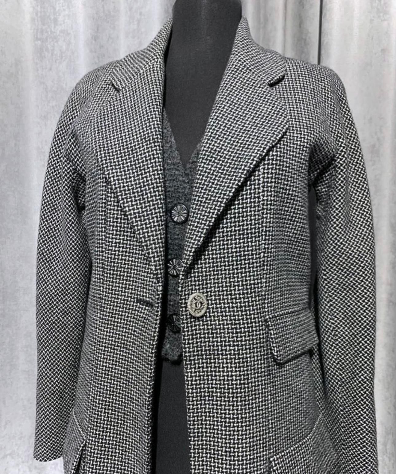 Women's or Men's Chanel New Black Tweed Jacket with CC Buttons For Sale