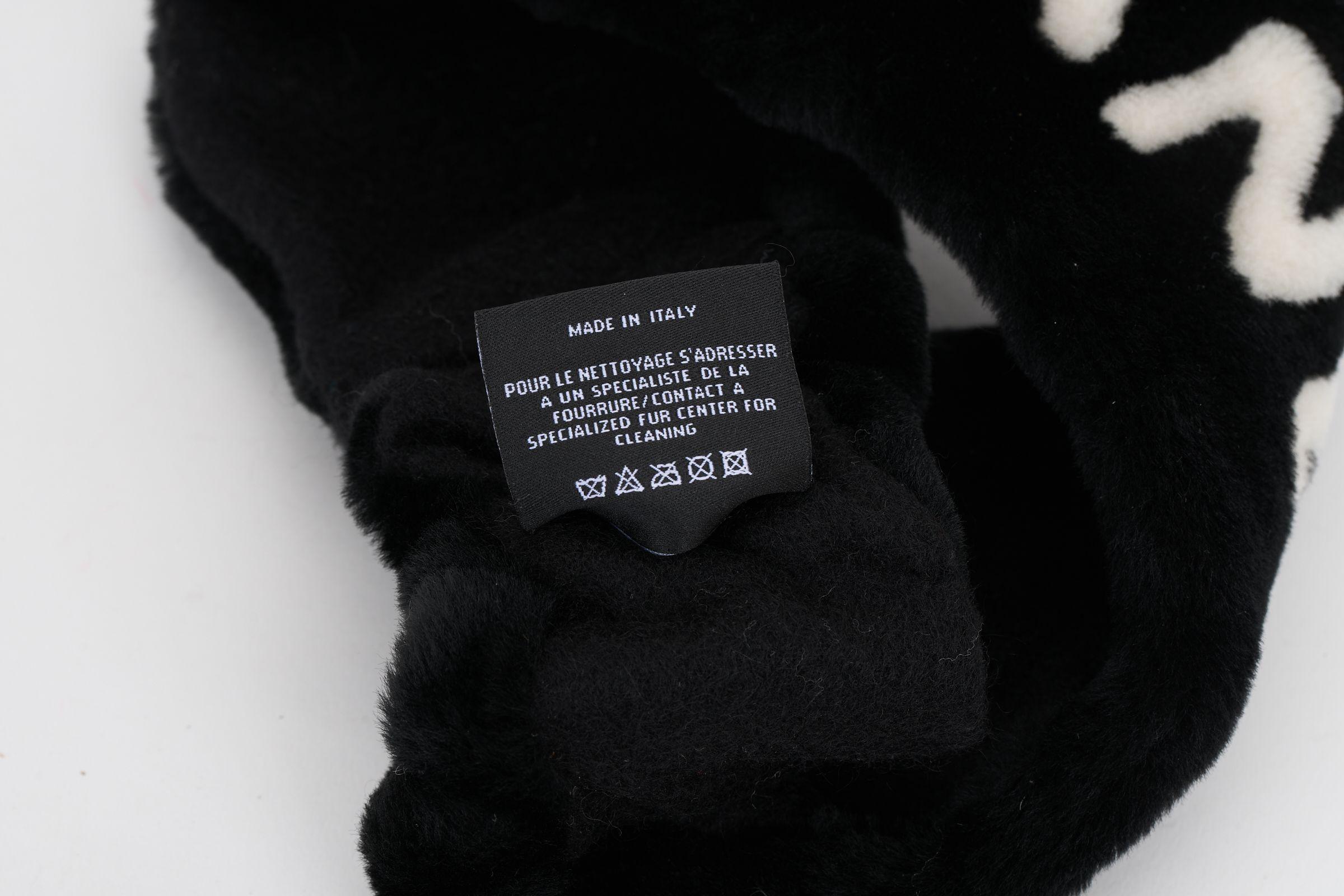 Chanel New Black WhiteShearling Headband For Sale 1