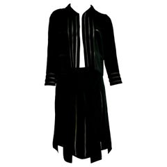 CHANEL "New" Black with Transparent Stripes Wool Skirt Suit - Unworn 