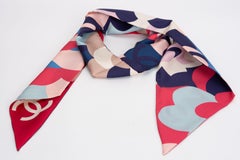 Chanel New Blue Red Flower Maxi Twilly