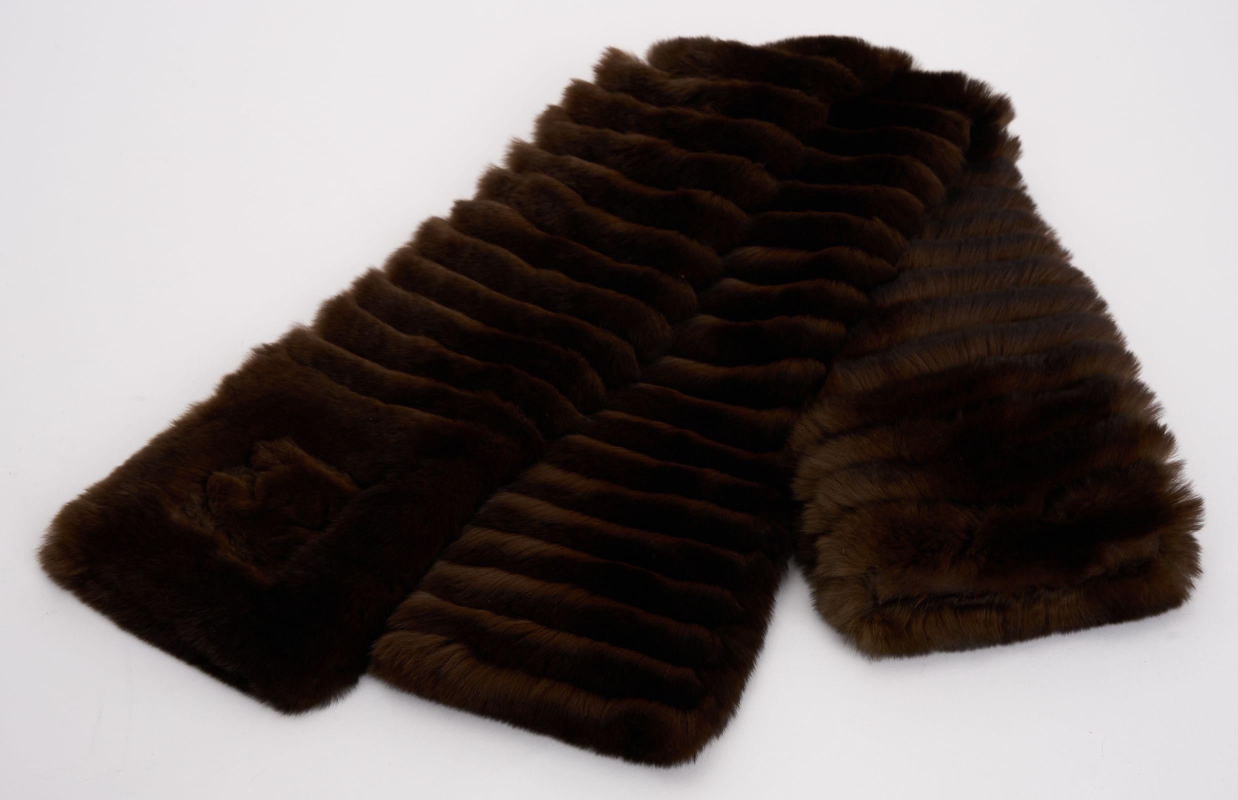 Black Chanel New Brown Orylag Fur CC Scarf For Sale