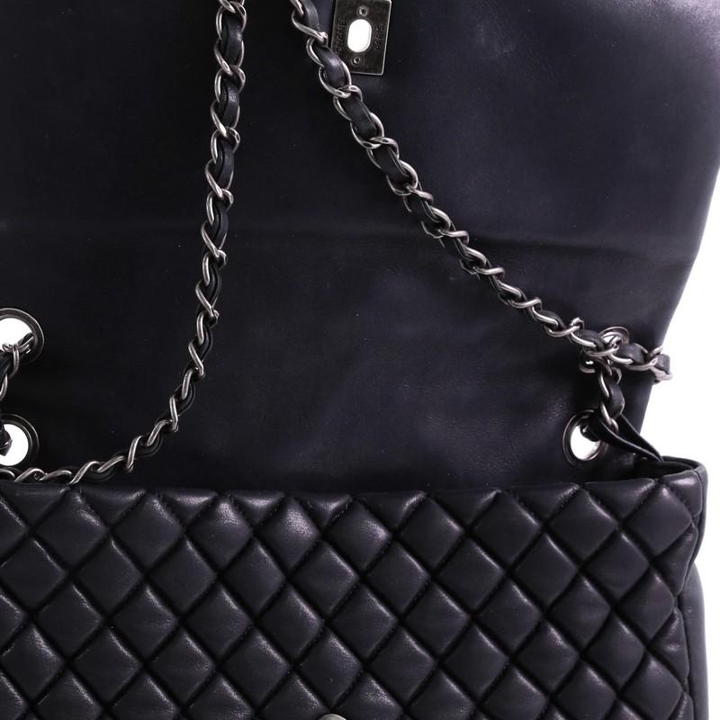 Black Chanel New Bubble Flap Bag Quilted Iridescent Calfskin Large