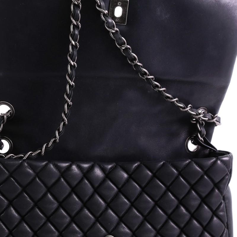Black Chanel New Bubble Flap Bag Quilted Iridescent Calfskin Large