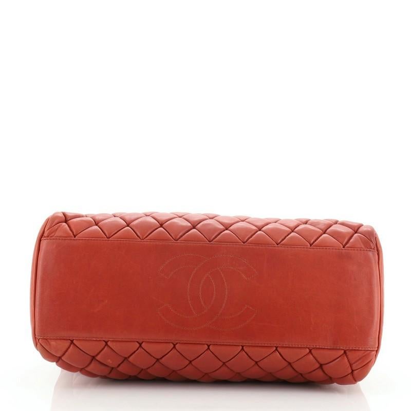 Red Chanel New Bubble Tote Quilted Calfskin North South
