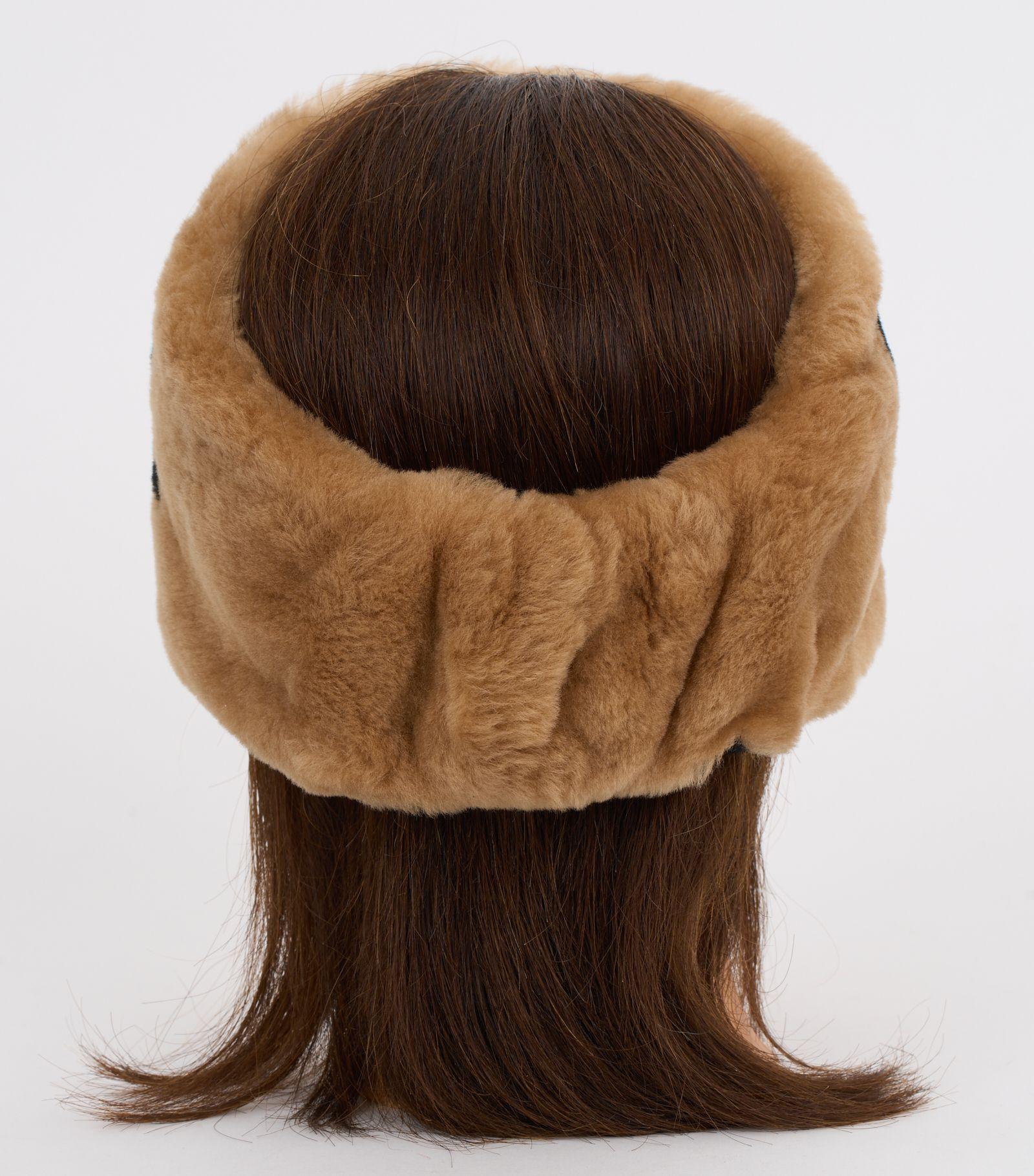 Brown Chanel New Caramel Black Shearling Headband