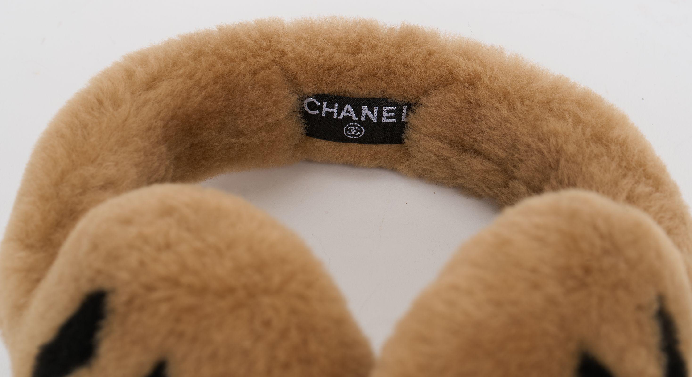 Chanel New Caramel Shearling Earmuffs In New Condition In West Hollywood, CA
