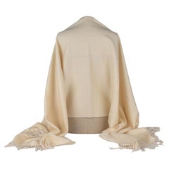 Chanel New Cashmere Beige Fringe Shawl