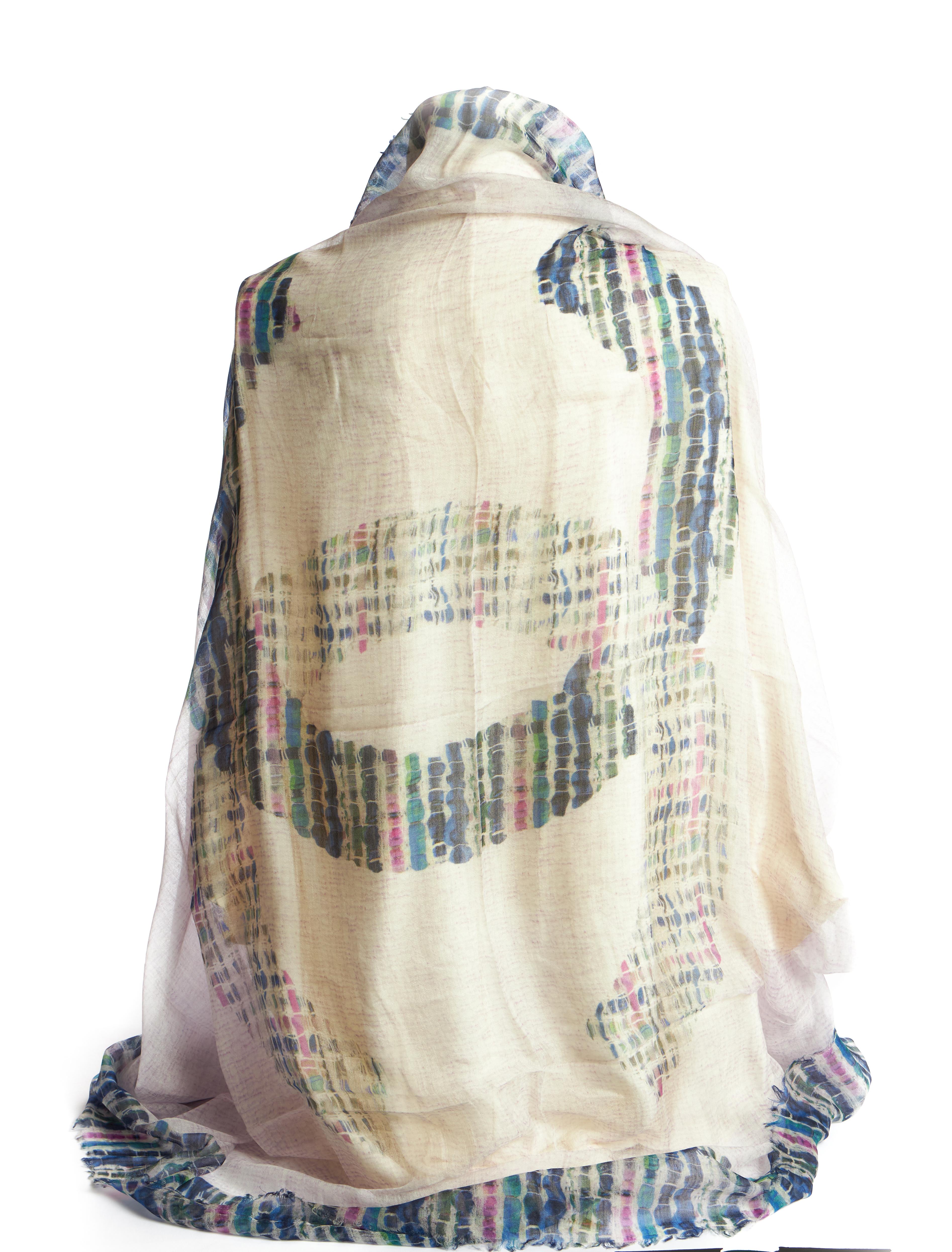 Chanel brand new in unworn condition oversize square shawl. CC logo design. Silk and cashmere blend. Original care tag.