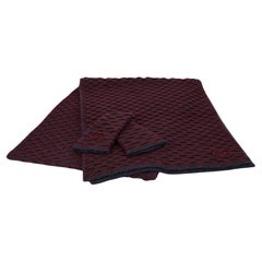 Chanel New Cashmere Burgundy & Blue Scarf Gloves Set