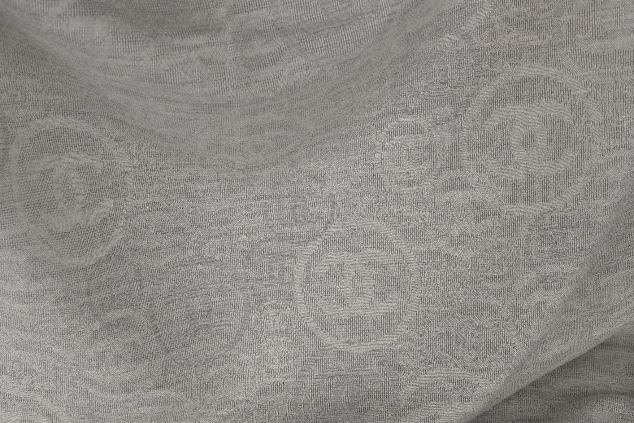Gray Chanel New Cashmere Grey Logo Shawl