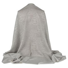 Chanel New Cashmere Grey Logo Shawl