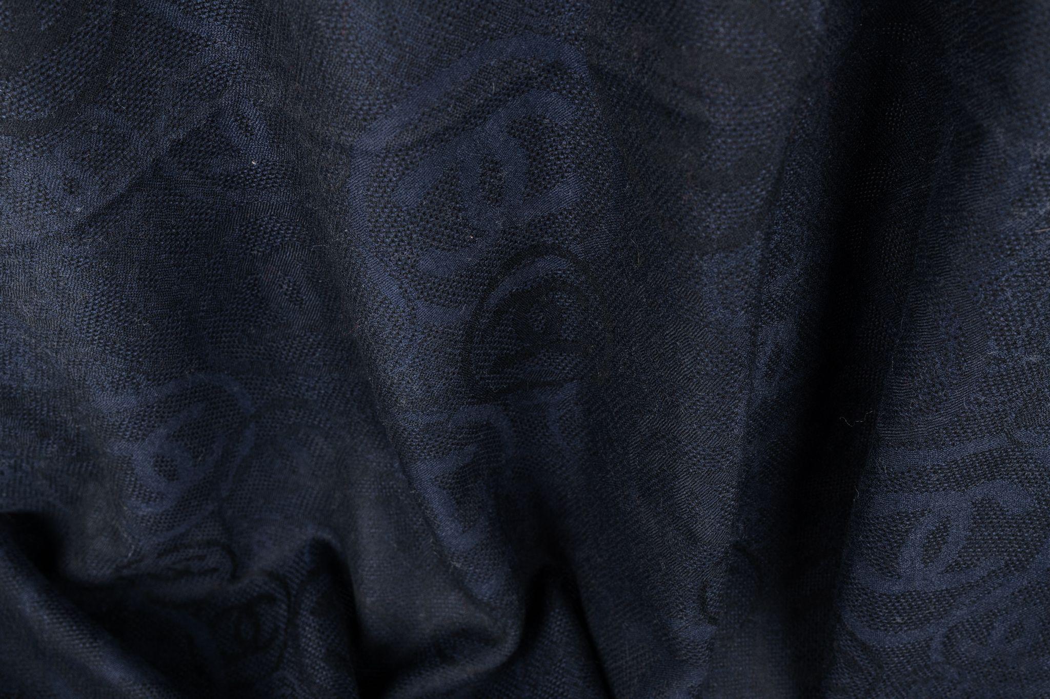 Chanel New Cashmere Navy Logo Shawl For Sale 2