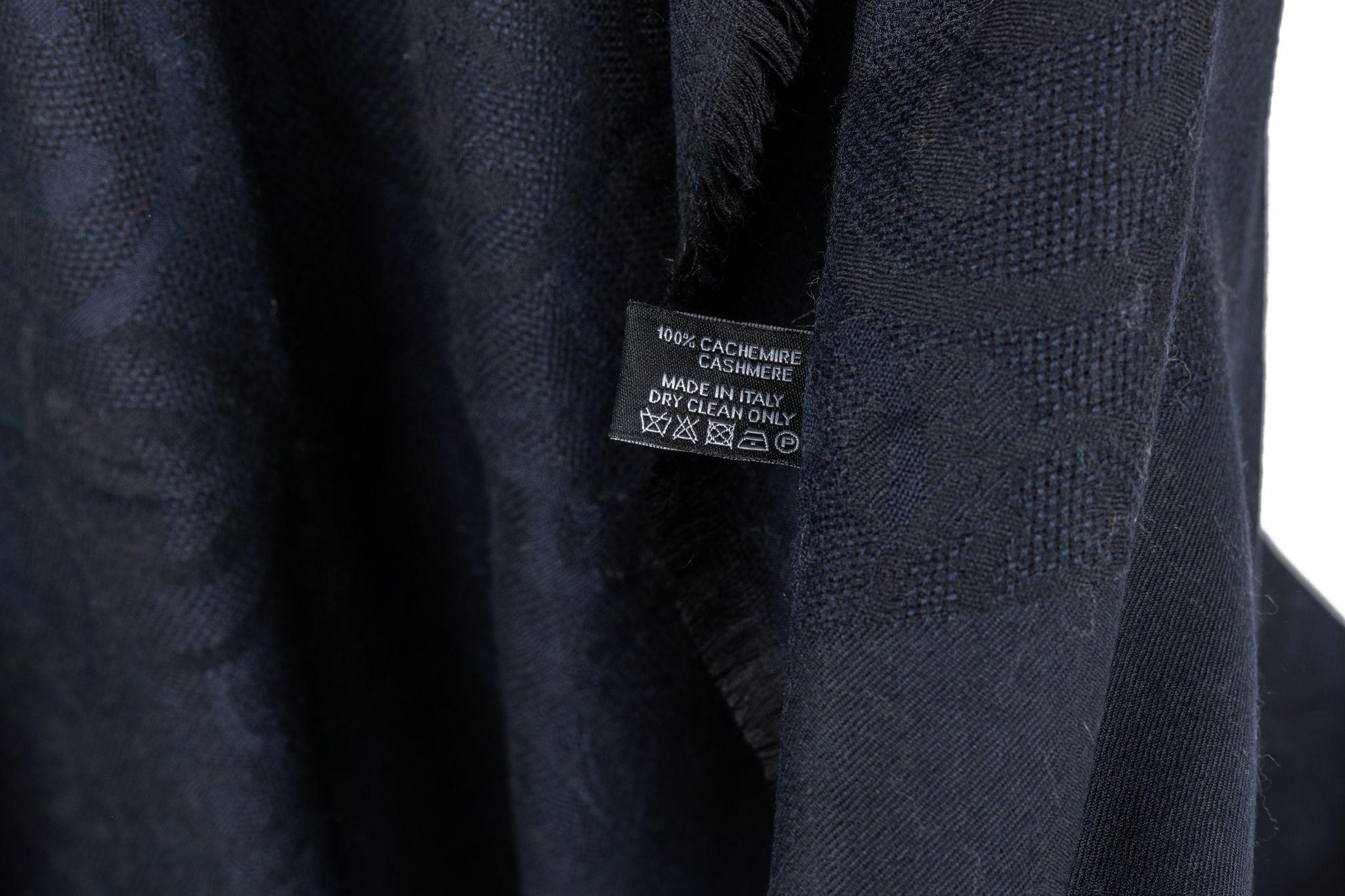 Chanel New Cashmere Navy Logo Shawl For Sale 3